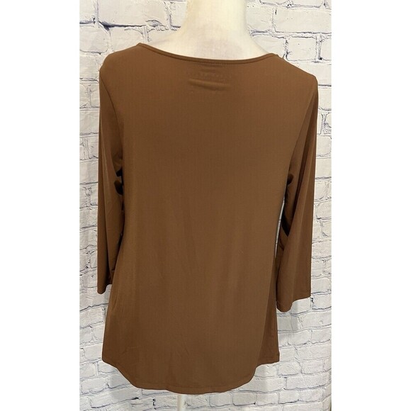 Susan Graver Brown Modern Essentials Liquid Knit Cowl Neck Top QVC Size XS - Picture 5 of 7